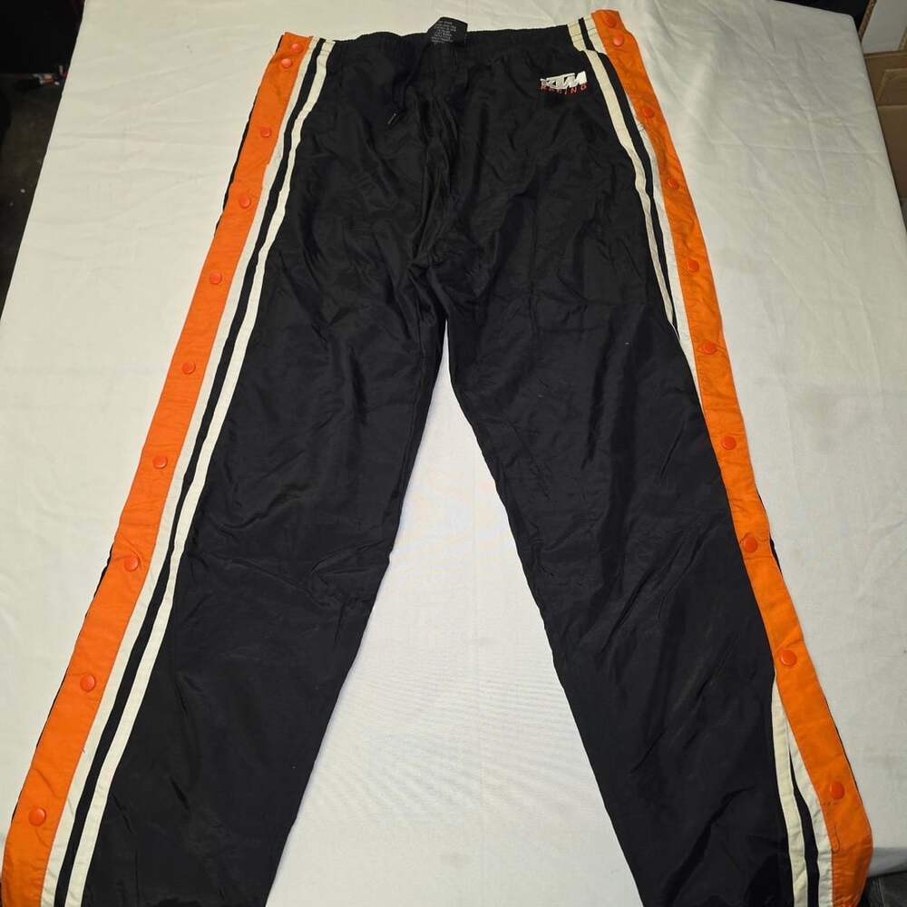 KTM Hard Equipment Track Pants Size M Black Racing Snap Tear Away